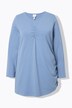 T-shirt long en coton bio, avec drapé, col rond et manches longues