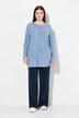 T-shirt long en coton bio, avec drapé, col rond et manches longues