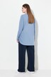 T-shirt long en coton bio, avec drapé, col rond et manches longues