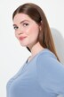 T-shirt long en coton bio, avec drapé, col rond et manches longues