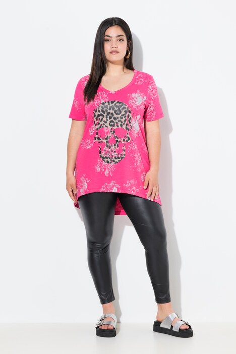 T-shirt, luipaard-doodskop, V-hals, halve mouwen