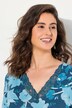 Camisón, flores, cuello de pico, manga larga, mezcla de modal