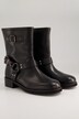 Nahkaiset biker-bootsit, koristesolki, H-lesti