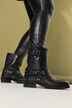 Nahkaiset biker-bootsit, koristesolki, H-lesti