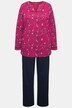 Pyjamas, blomsterprint, V-udskæring, lange ærmer