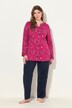 Pyjamas, blomsterprint, V-udskæring, lange ærmer