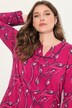 Pyjamas, blomsterprint, V-udskæring, lange ærmer