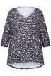 Tričko, A střih, leopardí potisk, výstřih do V, 3/4 rukávy