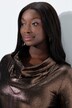 Metallic Cowl Neck 3/4 Sleeve Tee