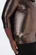 Metallic Cowl Neck 3/4 Sleeve Tee