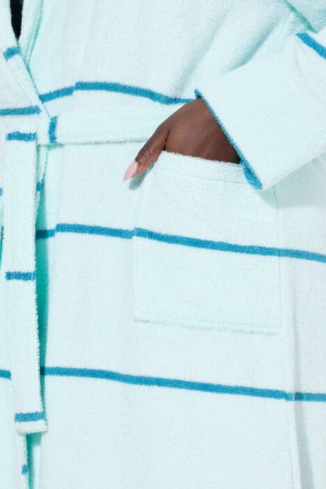 Badjas, strepen, sjaalkraag, lange mouwen, badstof