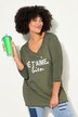 Cold-Dyed 3/4-Sleeve V-Neck Printed Inscription T-Shirt