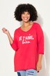 Cold-Dyed 3/4-Sleeve V-Neck Printed Inscription T-Shirt