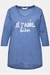Camiseta, cold dyed, estampado de declaración, escote de pico, manga 3/4