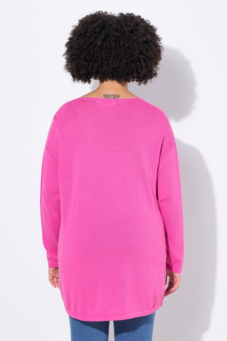 Pull oversize avec motif Smiley, col V et manches longues