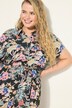 Maxikjole, oversized, trope-print, skjortekrave, korte ærmer