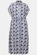 Maxikjole, oversized, batik-print, skjortekrave, korte ærmer