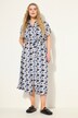 Maxikjole, oversized, batik-print, skjortekrave, korte ærmer