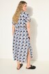 Maxikjole, oversized, batik-print, skjortekrave, korte ærmer