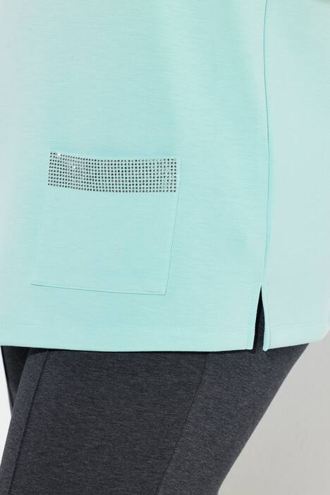 Sweat-shirt à col montant et manches longues, coupe boxy, strass sur les poches