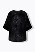 Bluse, Burnout-fløjl, oversize, rund hals, kortærmet