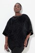 Bluse, Burnout-fløjl, oversize, rund hals, kortærmet