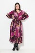 Robe maxi à manches longues et col en V, coupe évasée, en crêpe