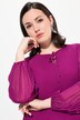 Blusa dal taglio svasato con plissé, scollo a V, maniche lunghe e fodera