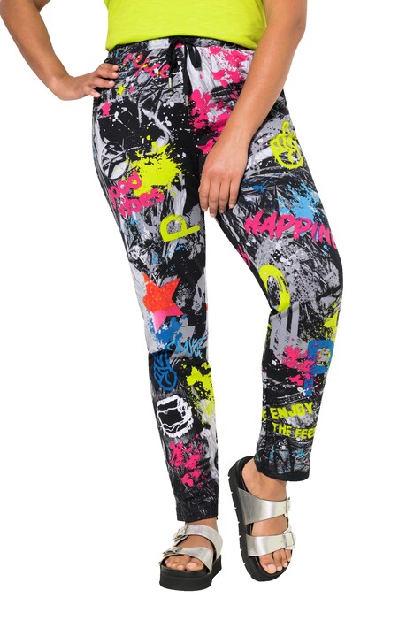 Colorful Pattern Elastic Waist Sweat Fabric Joggers