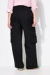 Pantalon cargo taille haute et jambe large, taille partiellement élastique et poches cargo