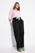 Pantalon cargo taille haute et jambe large, taille partiellement élastique et poches cargo