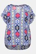 Skjortebluse, oversized, grafisk print, V-udskæring