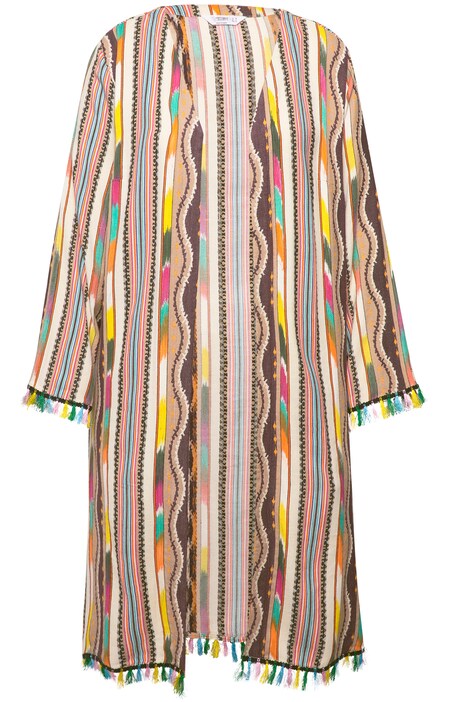Patterned Loose Fit Open Front Kimono