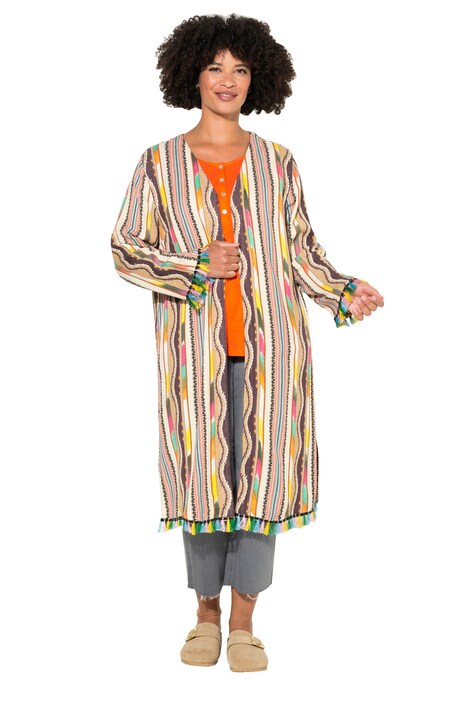 Patterned Loose Fit Open Front Kimono