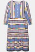 Vestido, forma en A, rayas estampadas, tapeta de botones, manga 3/4