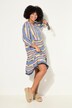 Vestido, forma en A, rayas estampadas, tapeta de botones, manga 3/4