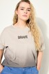 Oversized skjorte, tekst, gradient farge, rund hals, halve ermer