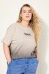 Oversized skjorte, tekst, gradient farge, rund hals, halve ermer