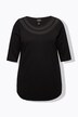 T-shirt, inzetstuk van mesh, klassiek, ronde hals, 3/4-mouwen