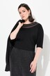 T-shirt, inzetstuk van mesh, klassiek, ronde hals, 3/4-mouwen