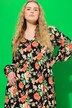 Robe trapèze à manches longues, imprimé floral