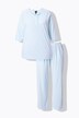 Pyjama à col rond et manches 3/4, broderie ajourée et pli décoratif