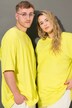 T-skjorte, rund hals, 3D-California-tekst, unisex