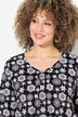 Camisa, copos de nieve, forma en A, escote en V, manga 3/4