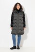 HYPRAR lange functionele doorgestikte bodywarmer, capuchon, opstaande kraag, gerecycled