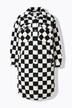 Veste/surchemise en peluche motif à damier, coupe évasée