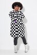 Veste/surchemise en peluche motif à damier, coupe évasée