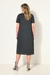 Jersey jurk, A-lijn, cold dyed, V-hals met opengewerkt borduursel, halve mouwen