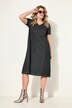 Jersey jurk, A-lijn, cold dyed, V-hals met opengewerkt borduursel, halve mouwen