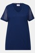 T-shirt, A-form, hæklet blonde, detaljer, V-udskæring